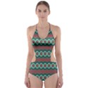 Ethnic Geometric Pattern Cut-Out One Piece Swimsuit View1