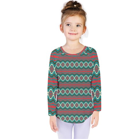 Ethnic Geometric Pattern Kids  Long Sleeve Tee by linceazul