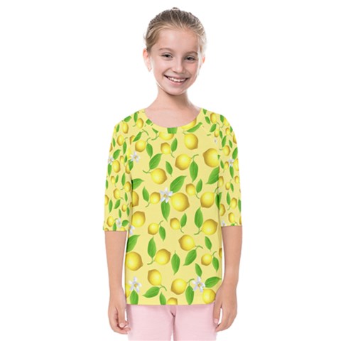 Lemon Pattern Kids  Quarter Sleeve Raglan Tee by Valentinaart