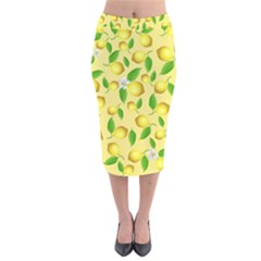 Lemon Pattern Velvet Midi Pencil Skirt by Valentinaart