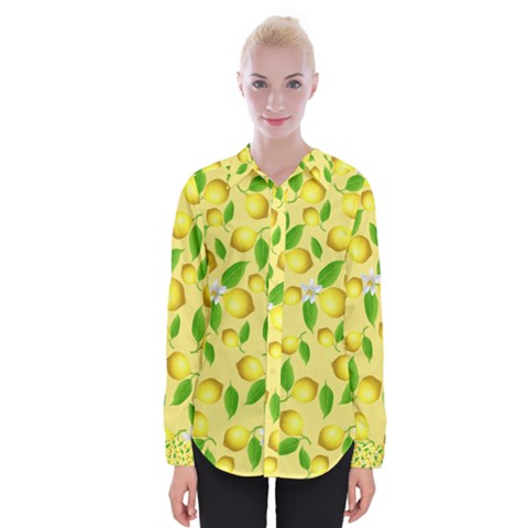 Lemon Pattern Womens Long Sleeve Shirt by Valentinaart