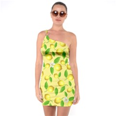 Lemon Pattern One Soulder Bodycon Dress