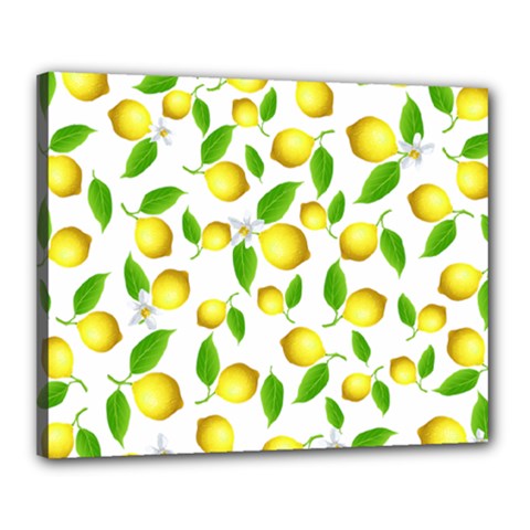 Lemon Pattern Canvas 20  X 16  by Valentinaart