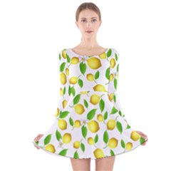 Lemon Pattern Long Sleeve Velvet Skater Dress by Valentinaart