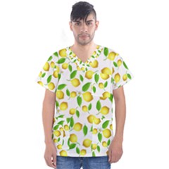 Lemon Pattern Men s V-neck Scrub Top