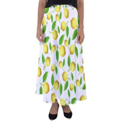 Lemon Pattern Flared Maxi Skirt