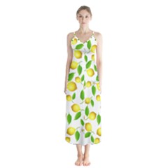 Lemon Pattern Button Up Chiffon Maxi Dress