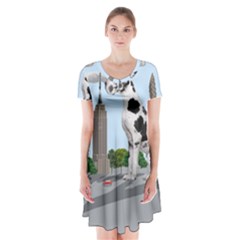 Great Dane Short Sleeve V-neck Flare Dress by Valentinaart