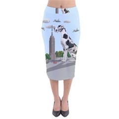 Great Dane Velvet Midi Pencil Skirt by Valentinaart