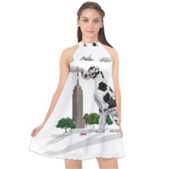 Great Dane Halter Neckline Chiffon Dress  by Valentinaart