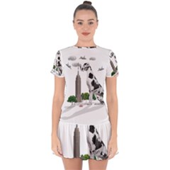 Great Dane Drop Hem Mini Chiffon Dress