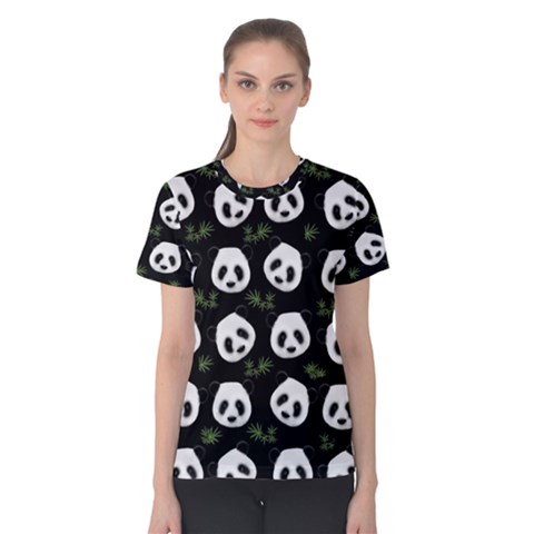 Panda Pattern Women s Cotton Tee by Valentinaart