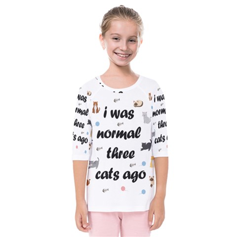 I Was Normal Three Cats Ago Kids  Quarter Sleeve Raglan Tee by Valentinaart