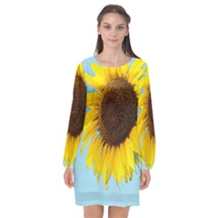 Sunflower Long Sleeve Chiffon Shift Dress 