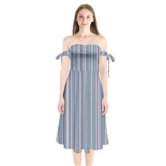 Lines Shoulder Tie Bardot Midi Dress