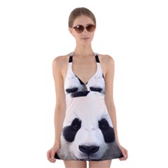 Panda Face Halter Swimsuit Dress by Valentinaart