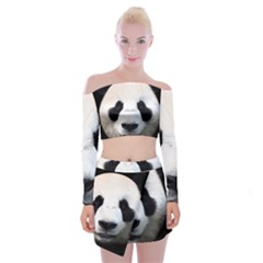 Panda Face Off Shoulder Top With Skirt Set by Valentinaart