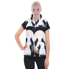 Panda Face Women s Button Up Puffer Vest by Valentinaart