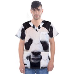 Panda Face Men s V-neck Scrub Top