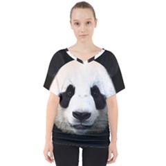 Panda Face V-neck Dolman Drape Top