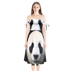 Panda Face Shoulder Tie Bardot Midi Dress by Valentinaart