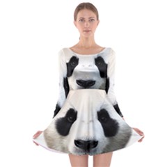 Panda Face Long Sleeve Skater Dress by Valentinaart