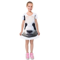 Panda Face Kids  Short Sleeve Velvet Dress by Valentinaart