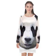 Panda Face Long Sleeve Chiffon Shift Dress 