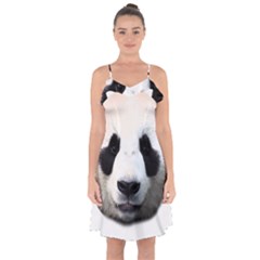 Panda Face Ruffle Detail Chiffon Dress