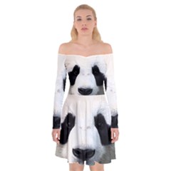 Panda Face Off Shoulder Skater Dress by Valentinaart