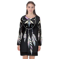 Dreamcatcher  Long Sleeve Chiffon Shift Dress 