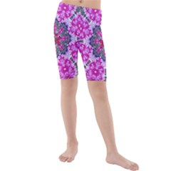 Fantasy Cherry Flower Mandala Pop Art Kids  Mid Length Swim Shorts by pepitasart