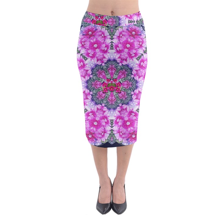 Fantasy Cherry Flower Mandala Pop Art Midi Pencil Skirt