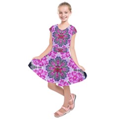 Fantasy Cherry Flower Mandala Pop Art Kids  Short Sleeve Dress by pepitasart