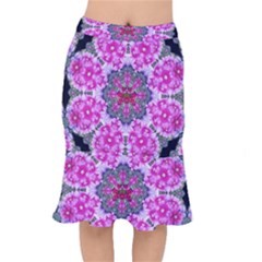 Fantasy Cherry Flower Mandala Pop Art Mermaid Skirt by pepitasart