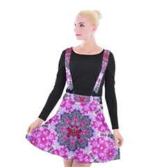 Fantasy Cherry Flower Mandala Pop Art Suspender Skater Skirt by pepitasart