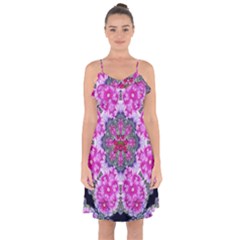 Fantasy Cherry Flower Mandala Pop Art Ruffle Detail Chiffon Dress