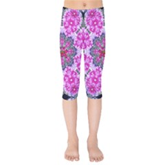 Fantasy Cherry Flower Mandala Pop Art Kids  Capri Leggings 