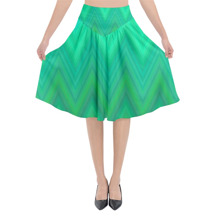 Zig Zag Chevron Classic Pattern Flared Midi Skirt