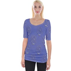 Owl Pattern Wallpaper Vector Wide Neckline Tee