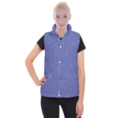 Owl Pattern Wallpaper Vector Women s Button Up Puffer Vest by Nexatart