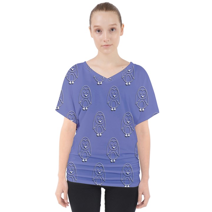 Owl Pattern Wallpaper Vector V-Neck Dolman Drape Top