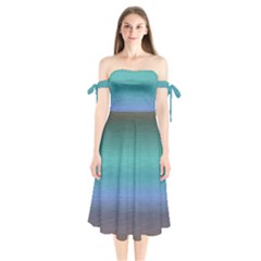 Ombre Shoulder Tie Bardot Midi Dress