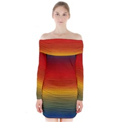 Ombre Long Sleeve Off Shoulder Dress by ValentinaDesign