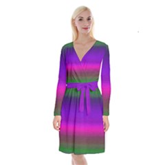 Ombre Long Sleeve Velvet Front Wrap Dress by ValentinaDesign