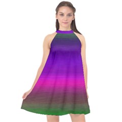 Ombre Halter Neckline Chiffon Dress 