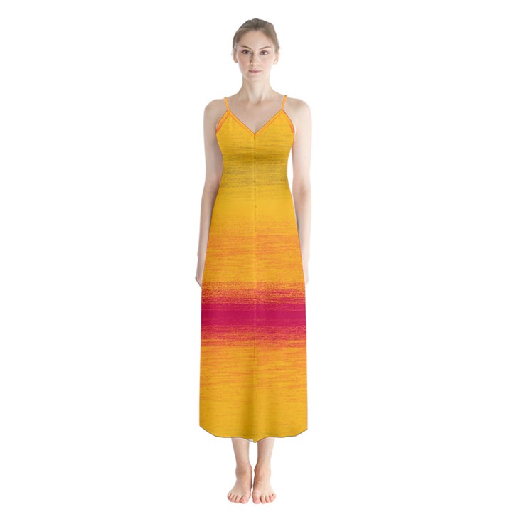 Ombre Button Up Chiffon Maxi Dress