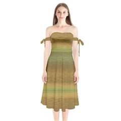 Ombre Shoulder Tie Bardot Midi Dress