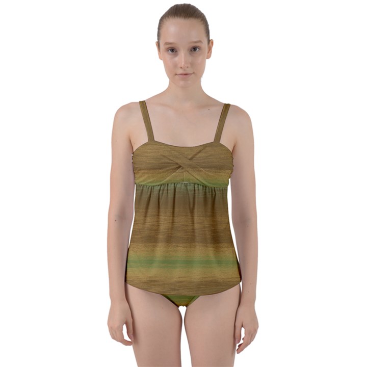 Ombre Twist Front Tankini Set