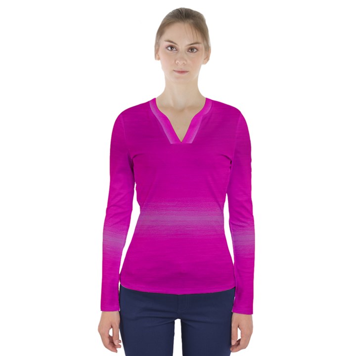 Ombre V-Neck Long Sleeve Top